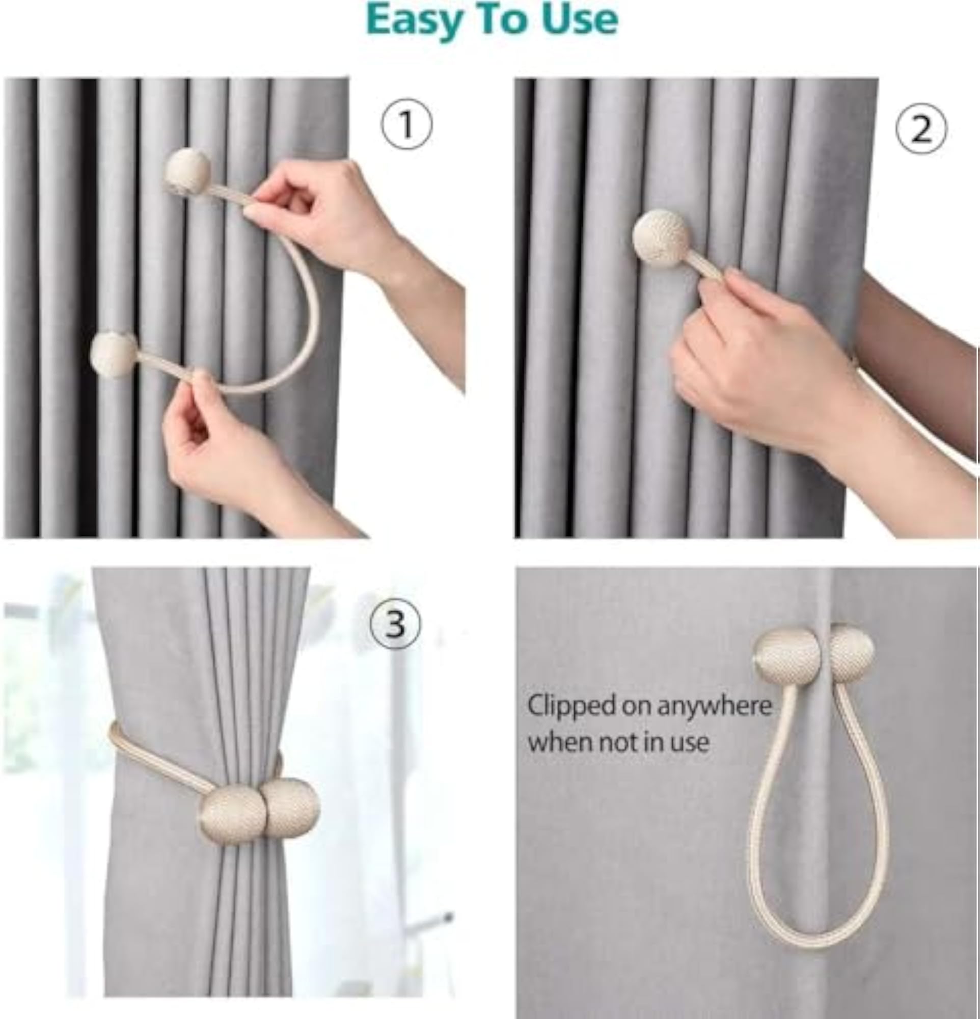 Magnetic Curtain Tiebacks - Elegant Drape Holdbacks